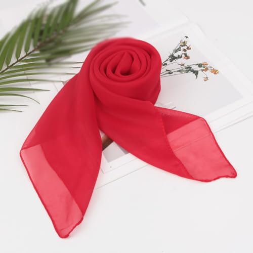 GSHLLO 2 Pcs Square Chiffon Neck Scarf Retro Hair Head Scarves Wraps Plain Party Neckerchief Decorative Sheer Headscarf Handbag Decorating Scarf White3