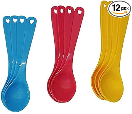 UNEQUETREND- 12 Pcs Food Plastic Spoon Set for Baby Feeding Plastic Table Spoon Set (Pack of 12) UND70078-S99