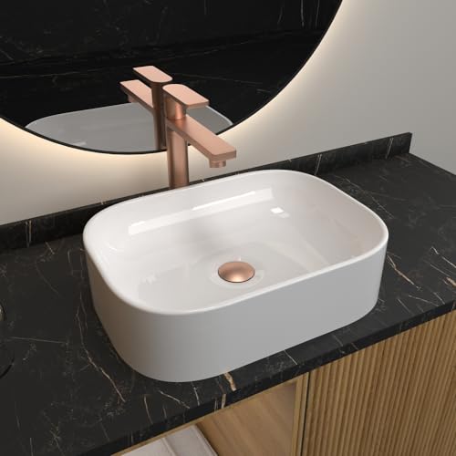 Cuba Pia De Apoio Para Banheiro Luna em Mármore Sintético Acabamento Brilhante 28x38 - Branco