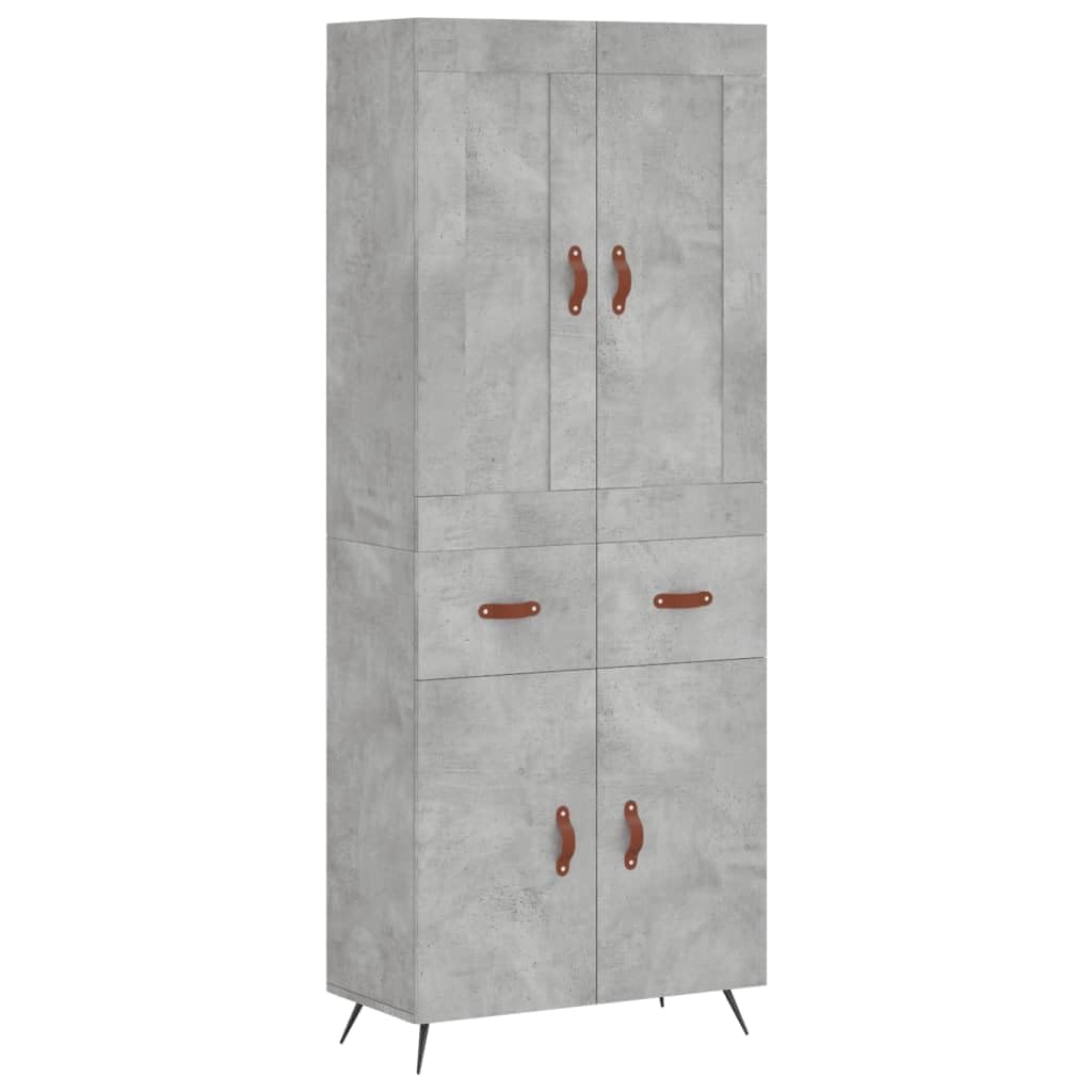 Armadio alto in legno grigio cemento, 69,5 x 34 x 180 cm