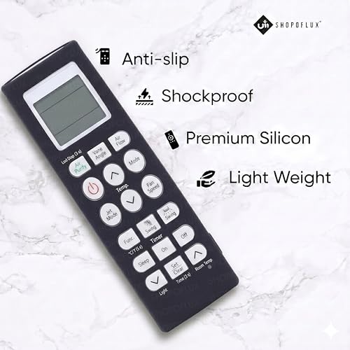 Image of SHOPOFLUX Silicone AC Remote Cover Compatible with LG AC Remote Full Wrap Protective Case with Lanyard [Remote NOT Included] (Black)