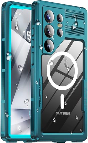 Haireca for Samsung Galaxy S24 Ultra Waterproof Case [Fit for Magsafe] [IP68 Water Proof] [Built-in Screen Protector] Magnetic Heavy Duty Military Grade Rugged Phone Case for S 24 Ultra 6.8 Teal