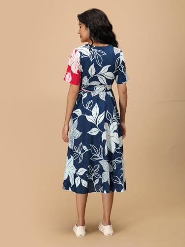Image of The Mom Store Maternity Wrap Dress | Pre and Post Pregnancy Wear | Nursing Dress for Women | Trendy Stylish Pregnancy Friendly Dress