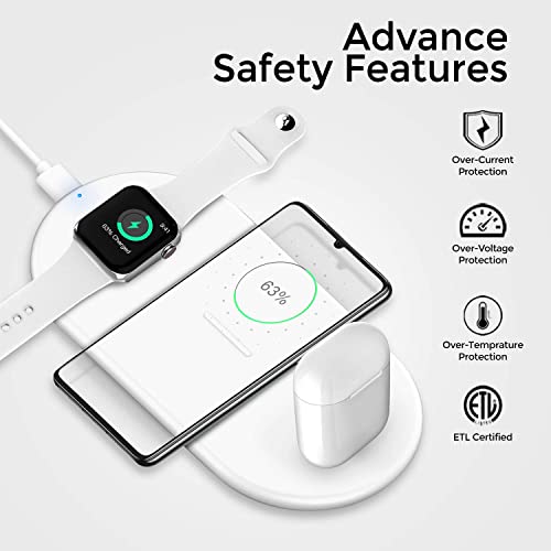 Image of UNIGEN Unidock 310 3in1 Wireless Charger for iPhone 17 /16 /15 /14 /13 /12 /11 Series /SE /XS /XS Max /XR /X /8 /8 Plus, Charging Mat for Apple Watch 10 /9 /SE /8 /7 /6 /5 /4 /3 /2 /Ultra and Pods 1 /2 /3 /Pro