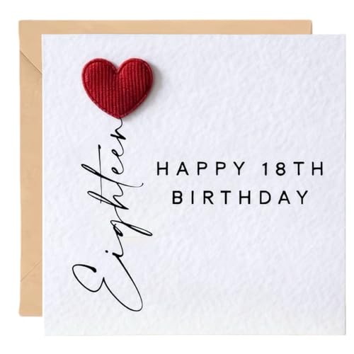 Virelle 3D 18th Birthday Card with Red Heart Balloon for Her Daughter Sister Granddaughter | Happy 18th Birthday Gift Card for Women Blank Inside with Envelope (14x14 cm) (18th)