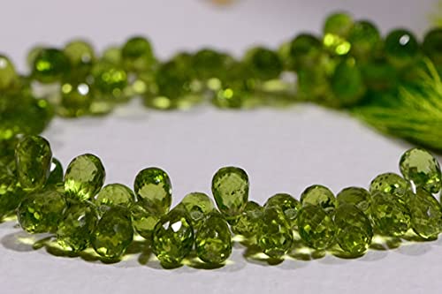 LKBEADS Perydot fasetowane koraliki w kształcie łezki naturalne koraliki z kamieni szlachetnych materiały do produkcji biżuterii 9 x 6 mm pasmo 10 cm.