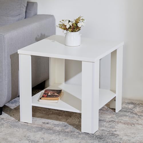 Image of Home Centre | Clary | Engineered Wood | End Tables | White | 1 Year Warranty