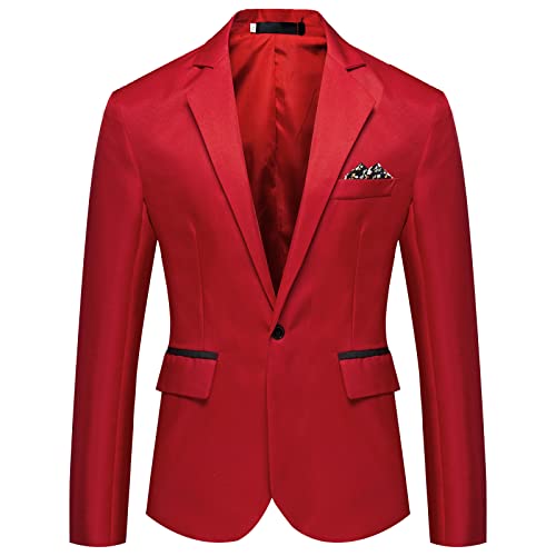 Men's One Button Sport Coat Classic Stretch Blazer Suit Jacket Slim Fit Lightweight Jacket Tailored Blazer Sport Coat