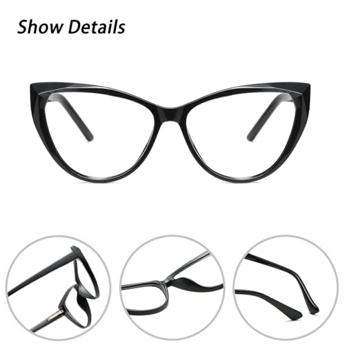Image of Blue Light Glasses Cateye Women Fake Eyeglasses Anti Eye Strain Computer Glasses Clear Lens