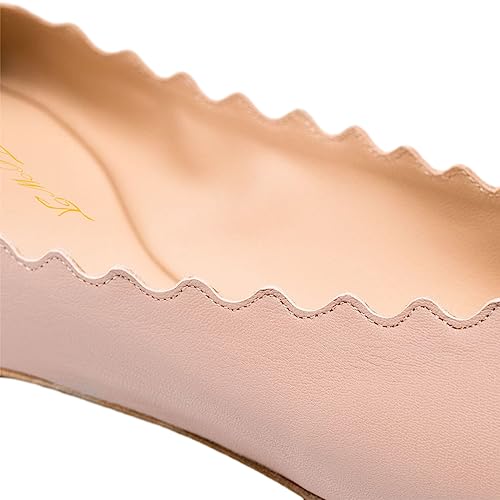 FOWT Women Round Toe Comfy Ballet Flats Slip on Wave Edge Pumps Office School Walking Driving Daily Shoes Size 4-15 US4