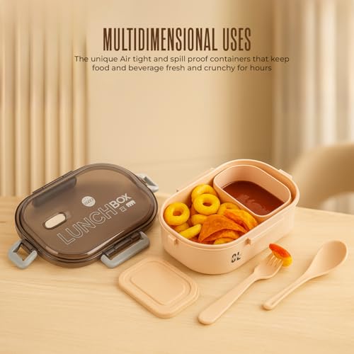 Image of FMS Lunch Box for Kids & Adults | BPA-Free Plastic Tiffin Box | Airtight, Leak-Proof Food Storage Container for School, Office, Travel & Snacks | Lightweight Lunch Box | Multicolor