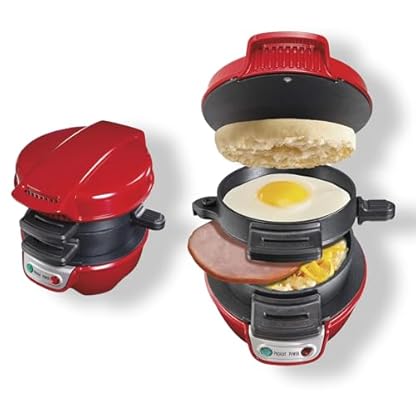 Sandwich Toaster Burger Maker, Effiziente Antihaft Heizplatten, Mit Digitalem Countdown-Timer, Spülmaschinenfest, Perfekt Für Hamburger, Snacks Und Ein Schnelles DIY Frühstück (Rot)