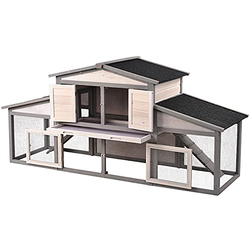 Large Chicken Coop, 88" Outdoor Waterproof Wooden Chicken Coop, Wooden Rabbit Hutch, With Ventilation Door, Pull Out Tray And Double Runs, For Rabbits, Chickens, Cats, Small Animals #TOP14