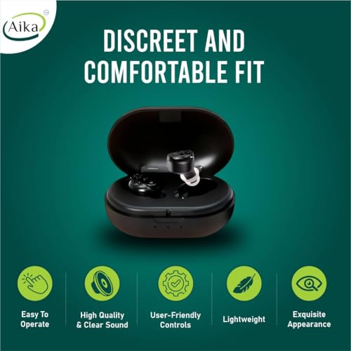 Image of Aika AG-7901 Digital Wireless Rechargeable Mini CIC Ear Hearing Aid Machine Device for Old Age and Seniors (Black, 1 Piece, With Dry Kit, 1 Year Warranty)