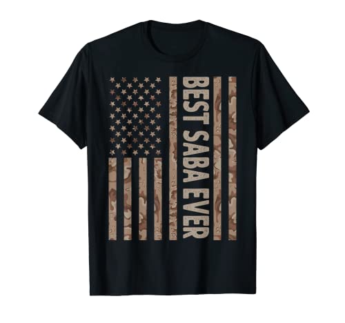 Mens Best Saba Ever US American Flag Funny Grandpa Father's Day T-Shirt