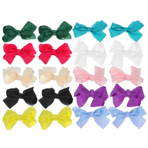 WEKADRIN 10 paires Petits Noeuds Barrettes Cheveux Filles Multicolores Clips Bec Canard Accessoires Garçon Fille École Fête Garçon Fille