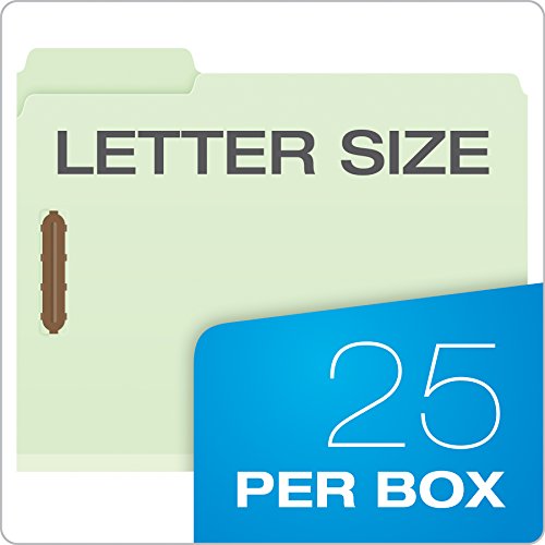Pendaflex-Pressboard-Fastener-Folders-2-Fasteners-Letter-Size-Light-Green-1-Expansion-13-Cut-in-Left-Right-Center-Positions-25-Per-Box-17178EE