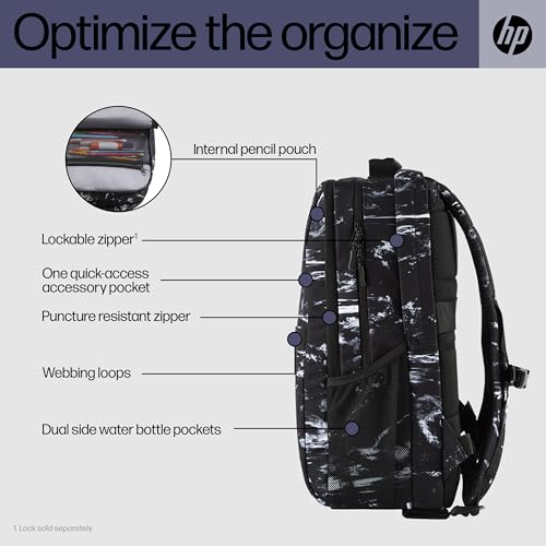 HP Campus XL Marble Stone Backpack,16-inch laptop compartment,Hand wash and air dry, Water resistant, 20L capacity,extra-padded floating laptop... - Image 4