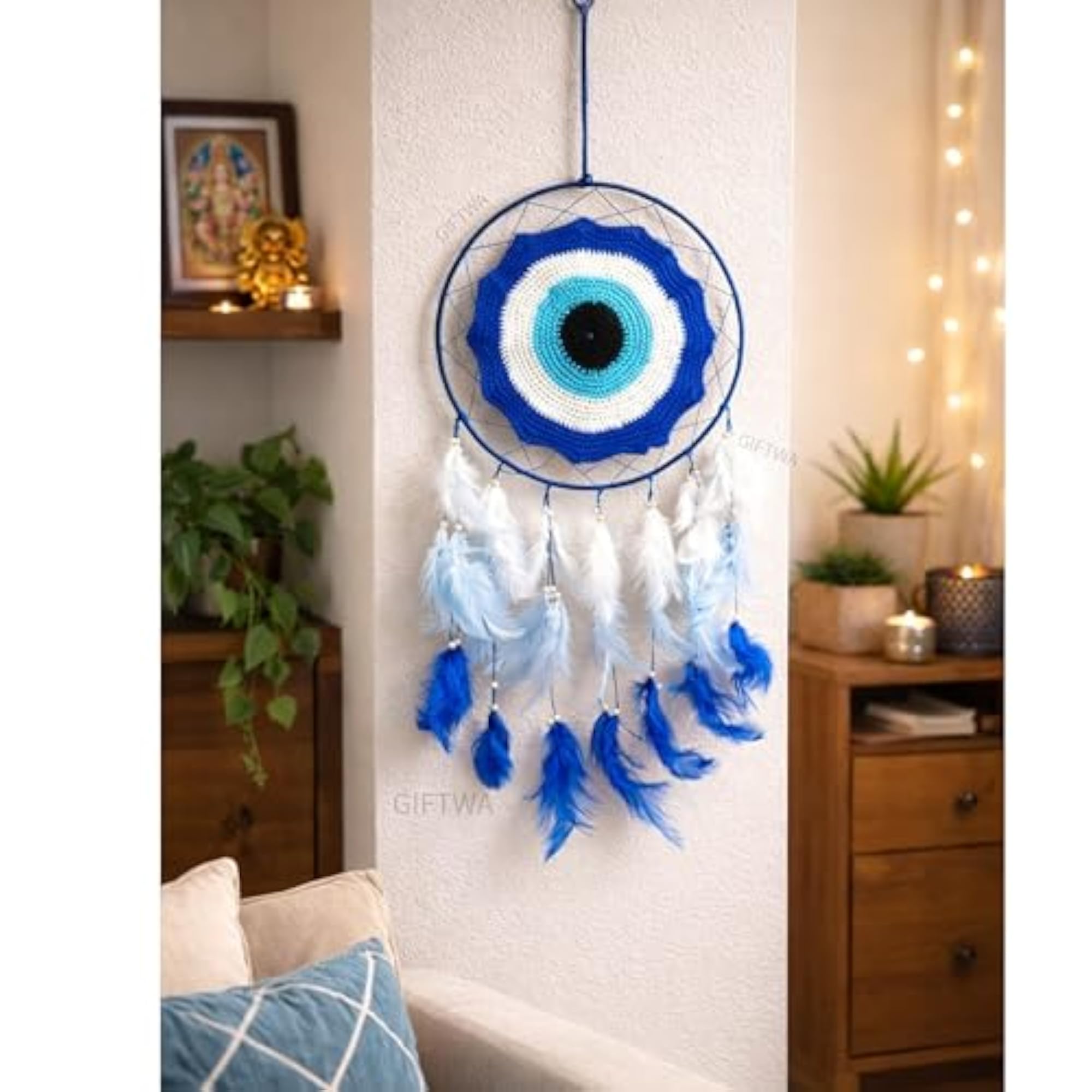 Evil Eye Dreamcatcher Wall Hanging, Handmade Protection Decor