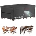 Velway Patio Furniture Cover Waterproof - Heavy-Duty 500D Upgraded Tear-resistant Outdoor Table Chair Set Cover with Windproof Buckles&Large Air Vent Anti-UV Rectangle Furniture Covers 74"x47"x28"