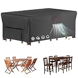 Velway Patio Furniture Cover Waterproof - Heavy-Duty 500D Upgraded Tear-resistant Outdoor Table Chair Set Cover with Windproof Buckles&Large Air Vent Anti-UV Rectangle Furniture Covers 74'x47'x28'