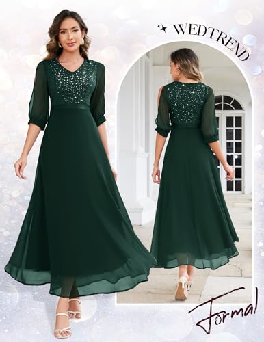 Image of Wedtrend Women's Sequin Dresses Sparkly Glitter Dress Split Sleeves Formal Dresses Maxi Evening Dress