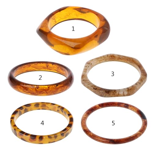 Brown Leopard Mottled Bangle All-Match Polygon Resin Bracelet for Wedding Engagement Party Anniversaries