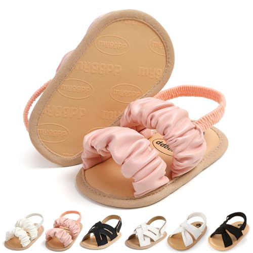 Image of Meckior Infant Baby Girls Boys Summer Sandals Open Toe Lace Princess Dress Wedding Flats Shoes Newborn Toddler Soft Non-slip Sole First Walker Crib Shoes