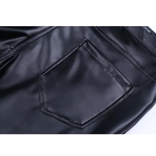 Stretch Biker Leather Pants Slim Men's Leggings Tight Pants4