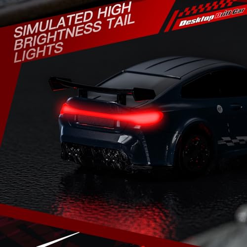 Image of 1:64 Scale Mini RC Drift Car, 2.4GHz 4WD Desktop Drift Car (Blue) | Handheld Drift Car, Full Proportional Model Vehicle with LED Lights, Multiple Drift Modes, Racing Sport Toy for Adults Teens