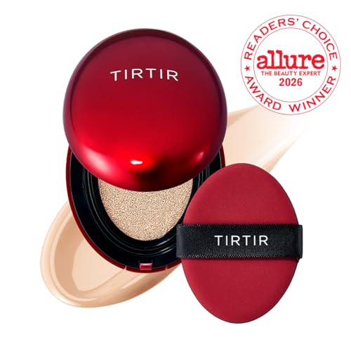 Image of TIRTIR Mask Fit Red Cushion Foundation | Full coverage, Weightless, Skin fit, Satin Glow Finish, Korean Makeup BB Foundation, beauty, Tattoo cover up, Buildable (#21C Cool Ivory, 0.63 Fl Oz)
