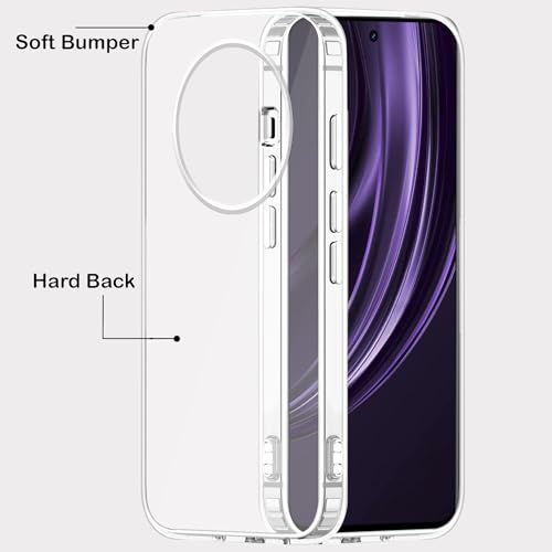 Image of amazon basics Compatible with Realme 13 Plus Case Cover Transparent Non-Slip Hard PC Shockproof Bumper Protective Back Cover - Clear