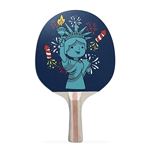 TigerTail Sports Liberty Fireworks Colorful Design Ping Pong Paddle, Premium 5 Ply Table Tennis Racket (Red on Back)