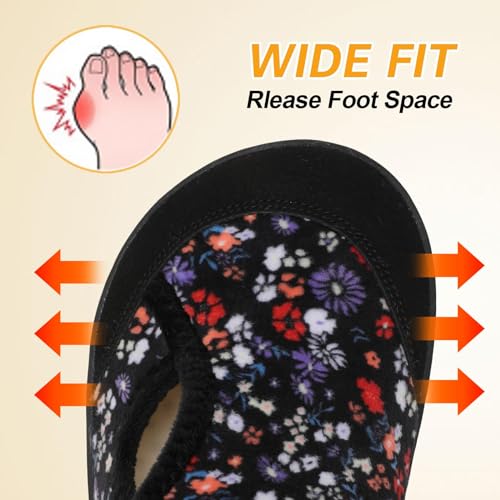 Image of LeIsfIt Womens Slippers Wide Diabetic Shoes Adjustable Arthritis Edema House Shoes Indoor Outdoor Slippers