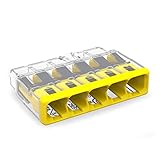 2773-405 | WAGO Wall-Nuts® PUSHWIRE® Splicing Connector | for Solid and Stranded Conductors | 5-Conductor | Yellow Cover | [Box of 60 Pieces]