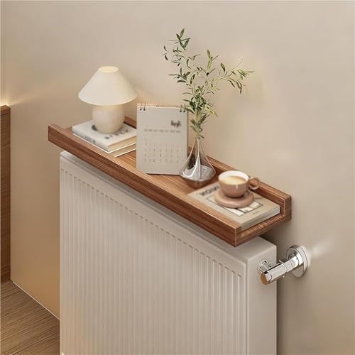 Estante para radiador, cubierta superior de madera, diseño a prueba de polvo, lados elevados, carga de 50 libras, protección de pared, almacenamiento adicional, fácil instalación, decoración del hogar