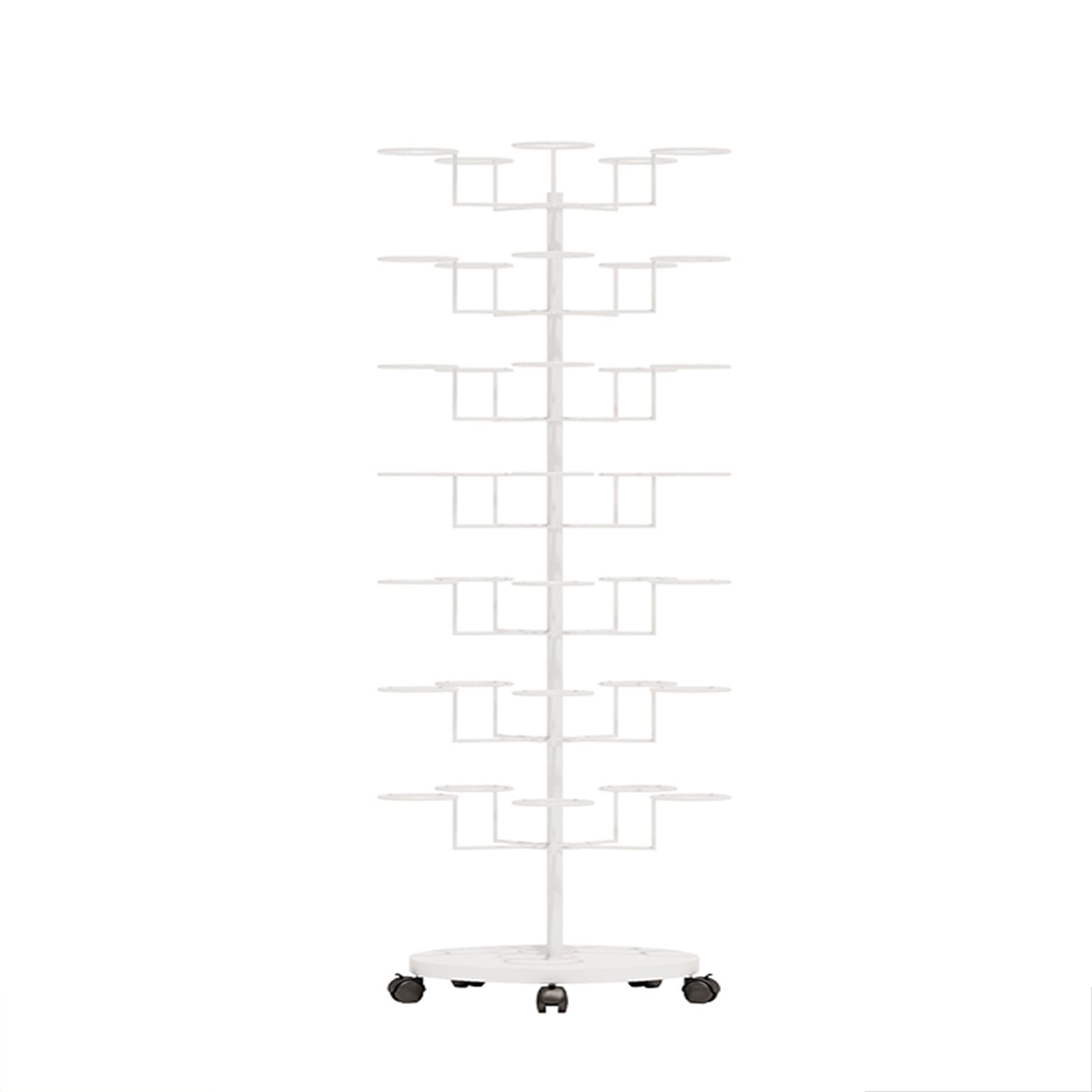 YNBSHGAA Rotating Hat Display Rack Stand, Freestanding Multi-Layer Retail Hat Holder for Hats, Wigs & Helmets - 7 Layers, 61x22in, White Color, Perfect for Stores & Events,White-7 layers 61x22in