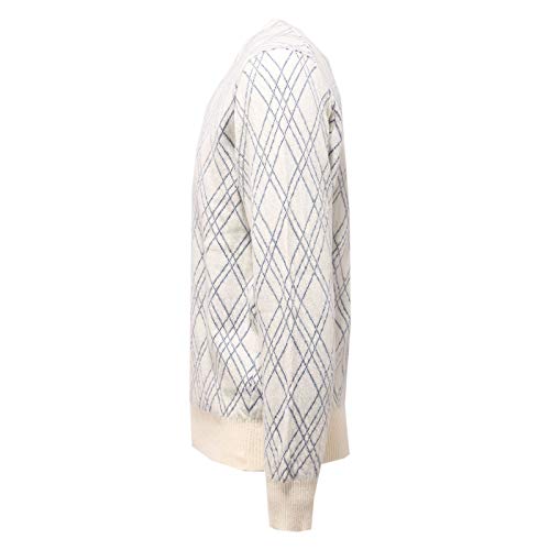 Pull homme col V laine blanc bleu chaud ne pique pas modèle 3946AB - 3