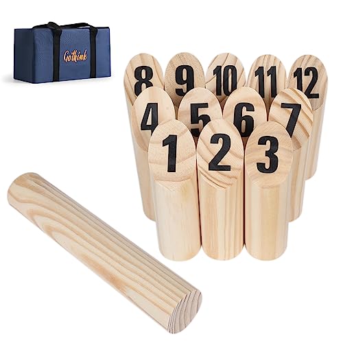 Holz-Wurfspiel, 12 nummerierte Block-Wurfspiel mit Box, Outdoor-Spiel für Kinder und Erwachsene, Familie, Schule, Feld, Park