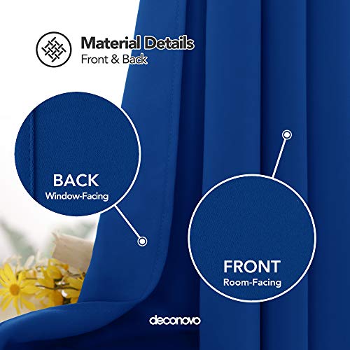 Image of Deconovo Blackout Curtain Room Darkening Panel for Bedroom or Living Room Grommet Thermal Insulated Lighting Reduce Drape 52 x 84 Inch Royal Blue 1 Panel