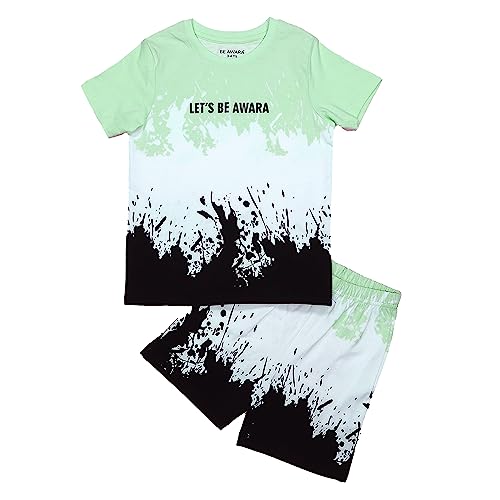 Image of Be Awara Kids Printed Half Sleeves T-shirt & Shorts Clothing Sets, 100% Cotton Soft Unisex Cord Set, Comfortable Wear for Kids With Cool Prints, Everyday Casual Wear for Boys & Girls