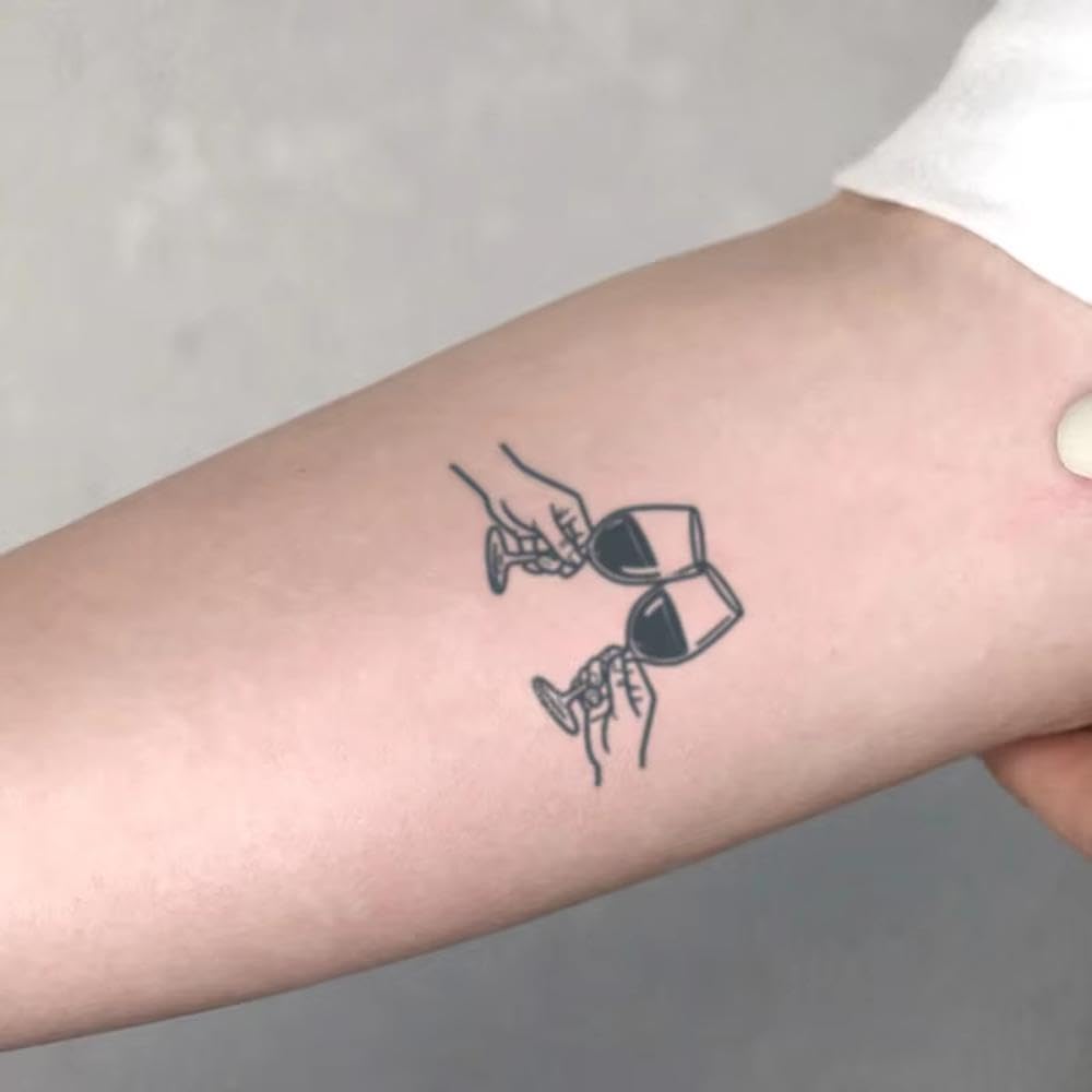 Tatuaje Minimalista De Aclamaciones, Pegatinas De Tatuaje Temporales A Base De Hierbas, Resistente Al Agua De Larga Duración Para La Palma Del Brazo(3 pcs)