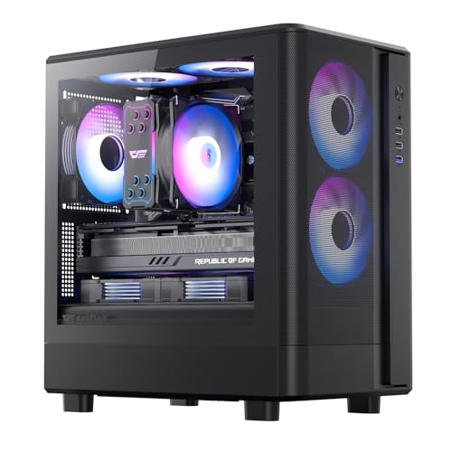 Image of darkFlash Micro-ATX PC Case, Pre-Install 3 PWM ARGB Fans Computer Case, High Heat Dissipation MATX Gaming PC Case, USB 3.0 Port, Supports up to 240mm AIO(DB330M MESH, Black)