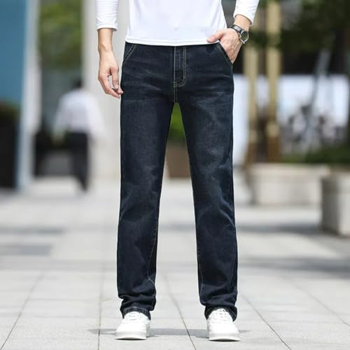 Jeans Pants Trousers Denim Fat Plus Size Washed Blue Stretch Casual Business Commuter Straight Leg for Men3