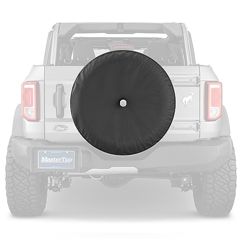 Image of MasterTop Bronco Spare Tire Cover, Black - Fits Ford Bronco 2021-2023 with 33 inch Tires - Custom Fit for 33 inch (285 /70R17) Tires - Spare Tire Cover with Camera Hole