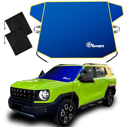 Image of Windshield Cover for Ice and Snow,【Premium Heavy Duty Durable Oxford Fabric for Super Protection!】 Windshield Snow Cover Against Frost with Panels & Straps, Fit for Most Cars, SUVs &Trucks (70 inchx 50 inch)