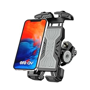 Grefay telefoonhouder voor op de fiets, anti-schok roestvrijstalen houder voor fiets, motorfiets, twee maten van stuur…