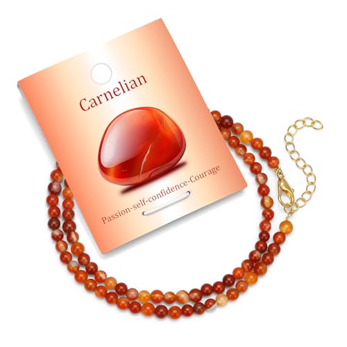 Vinswet Choker Necklace for Women Real Stone and Crystals Necklaces 4mm Beaded Choker Jewelry Meditation Gemstone Gift for Women