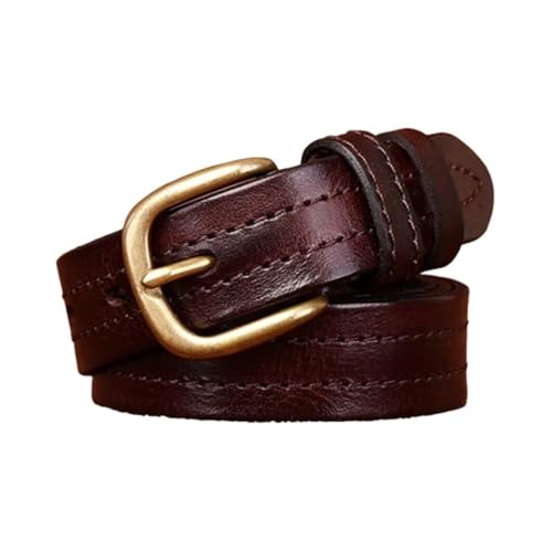 Ceinture fine en cuir pleine fleur fait main - Largeur 2,7 cm - Coutures deux rangées