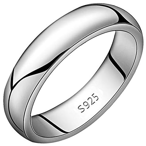 Meixao Unisex Solid 925 Sterling Silver Highly Polished Wedding Ring 5mm Band in Sizes J-Z (R) Cover